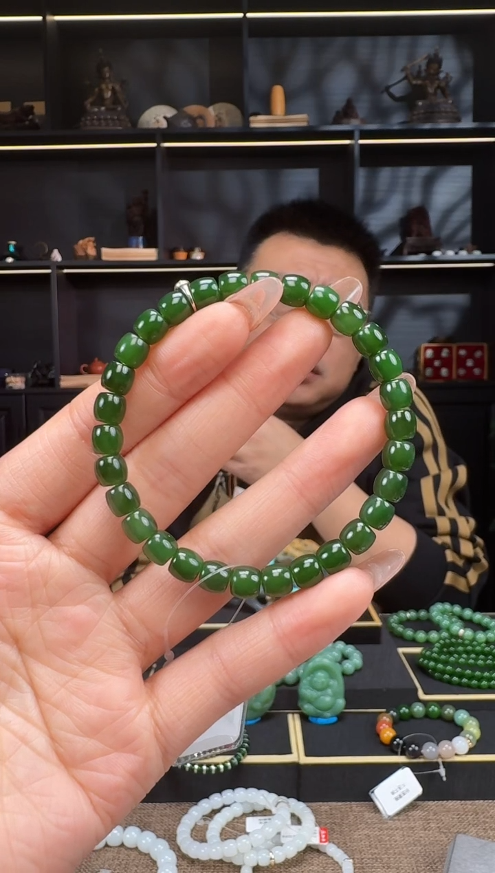 【闪购商品】和田玉1未镶嵌7mm碧玉极致手串