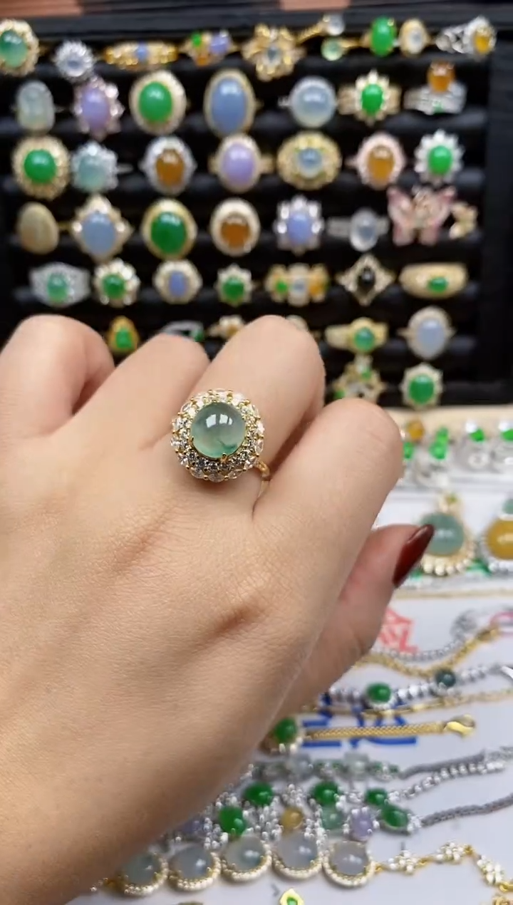 银S925镶嵌戒指翡翠8450