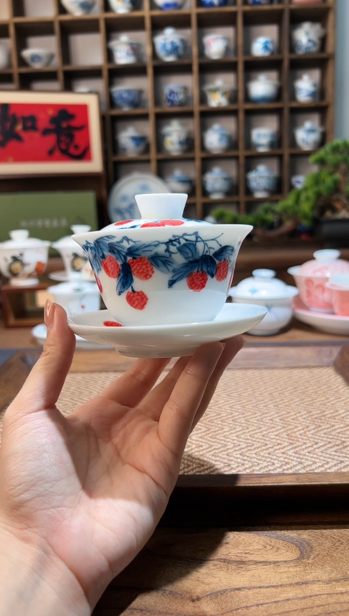 【闪购商品】手绘荔枝三才盖碗