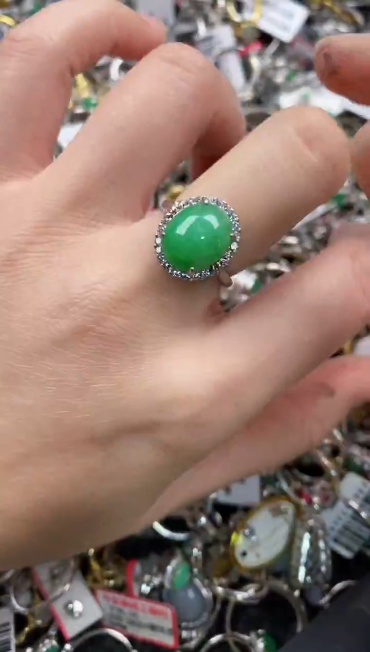 银S925镶嵌戒指翡翠4444              3