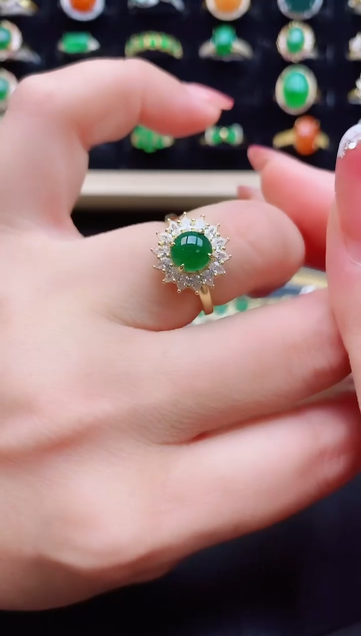 【闪购商品】翡翠戒指银S925镶嵌12121