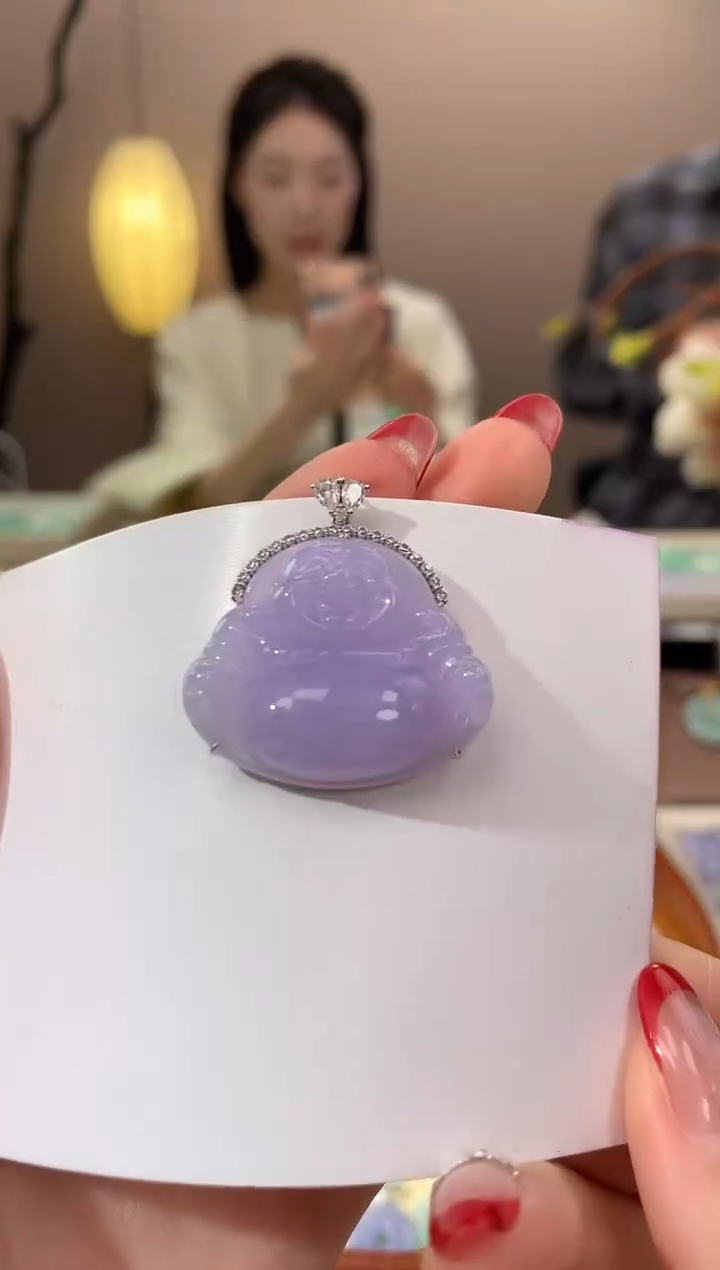 【闪购商品】翡翠颈饰18K金镶嵌天然缅甸a货翡翠