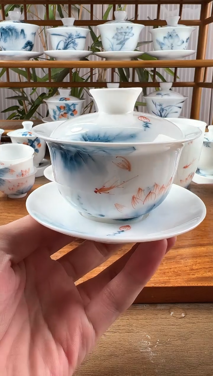 微瑕蓝莲130ml三才盖碗