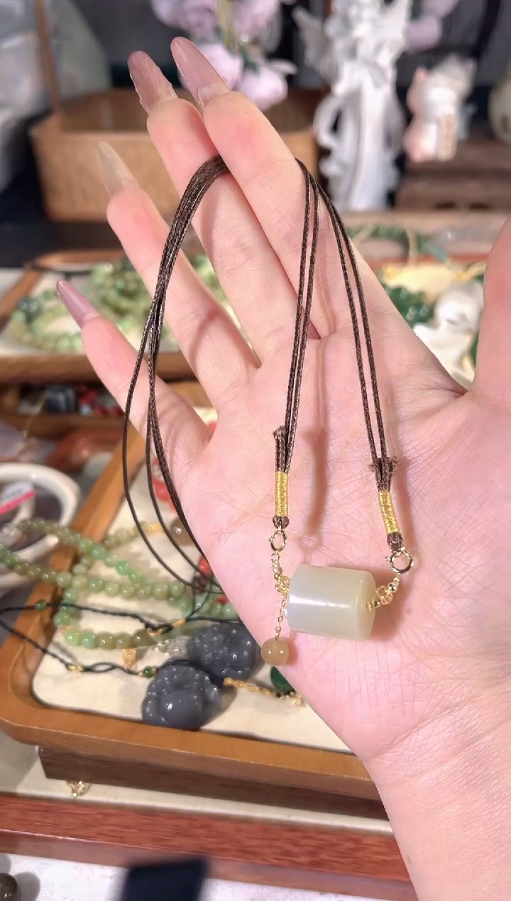 项链银S925镶嵌和田玉多样性发其一孤品默认微瑕