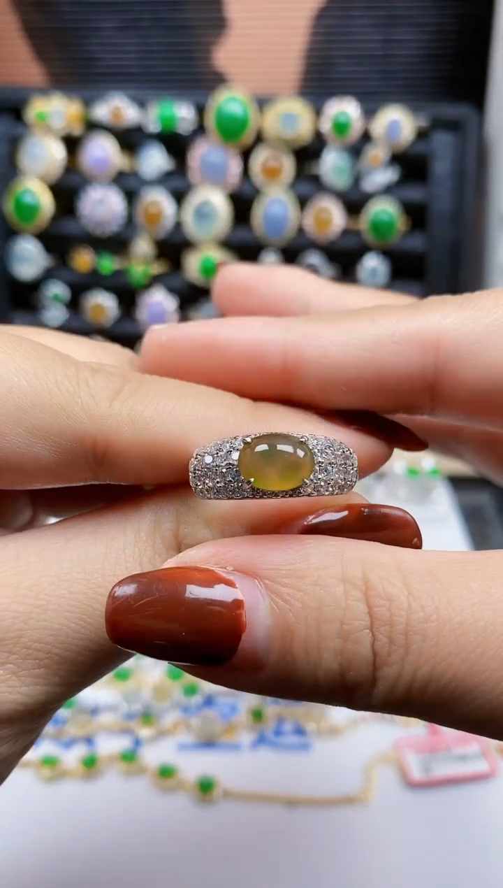 银S925镶嵌戒指翡翠214