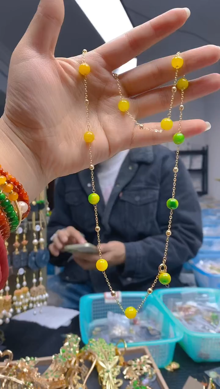 【闪购商品】翡翠耳饰合金0331翡翠锁骨链