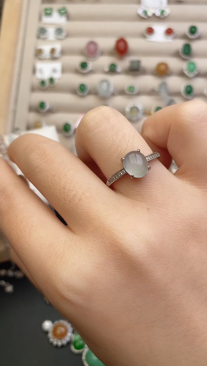 银S925镶嵌戒指翡翠0