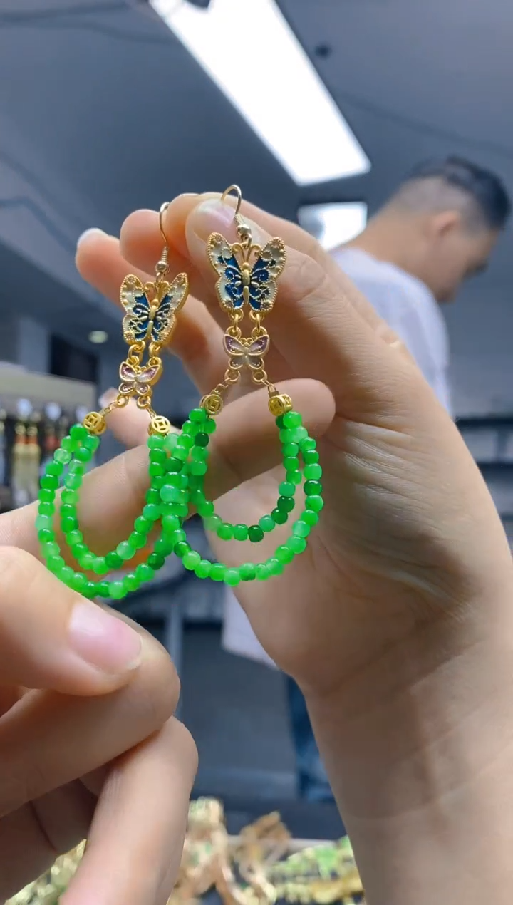 【闪购商品】翡翠耳饰合金0153翡翠耳钩