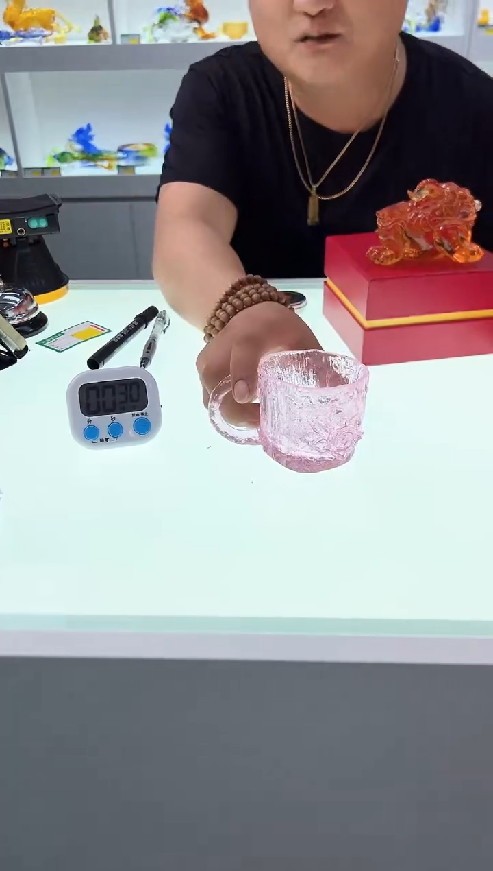 【闪购商品】泥塑古法琉璃粉红杯子