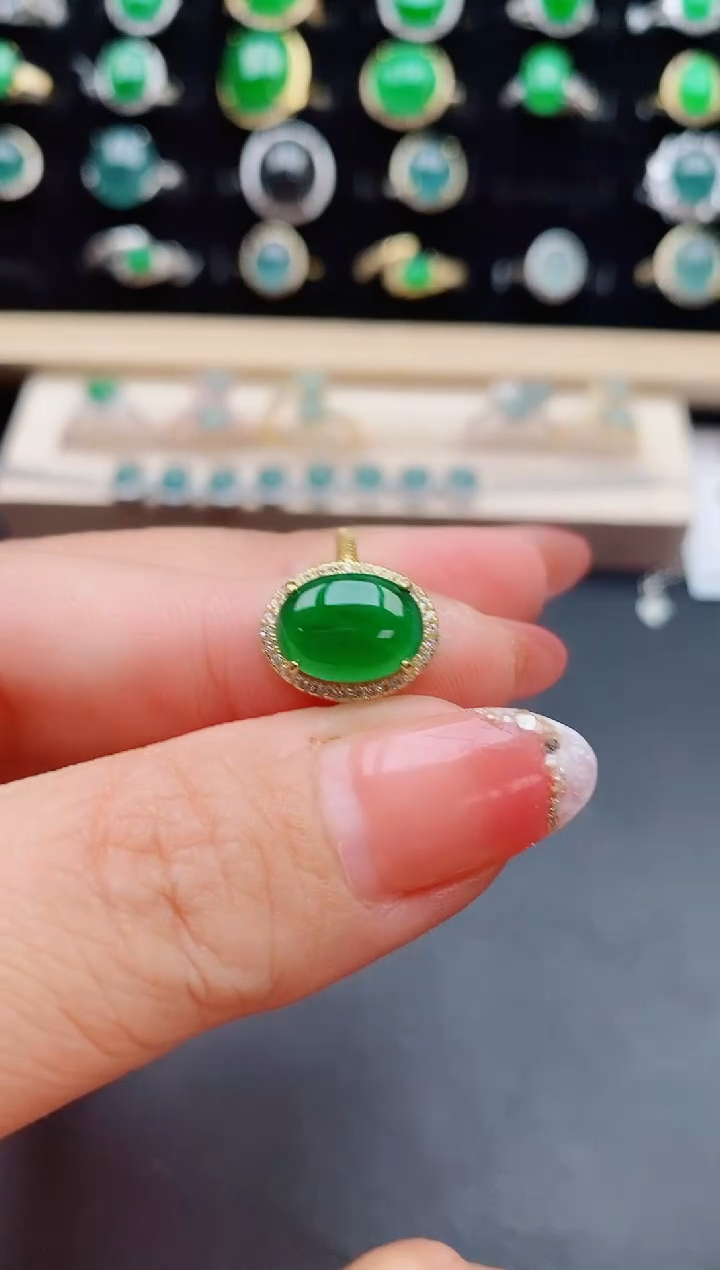 【闪购商品】翡翠戒指银S925镶嵌058505