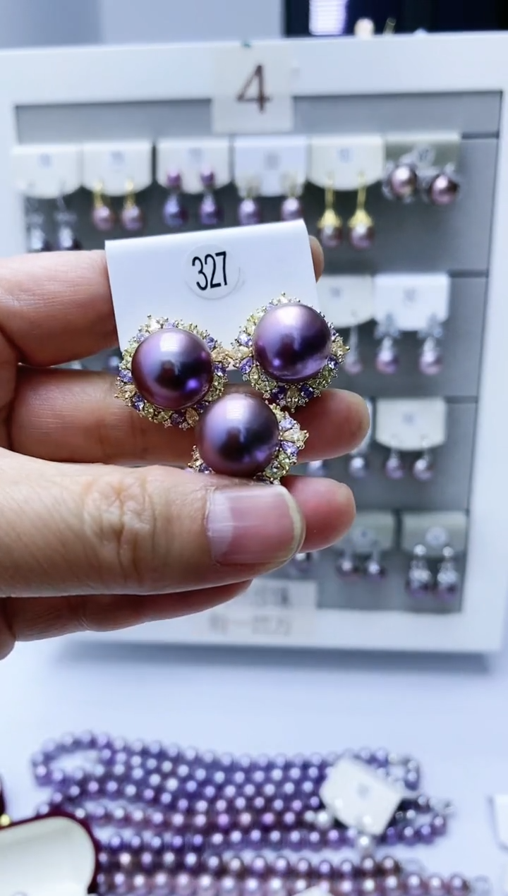 【闪购商品】淡水珍珠耳饰银S925镶嵌327套