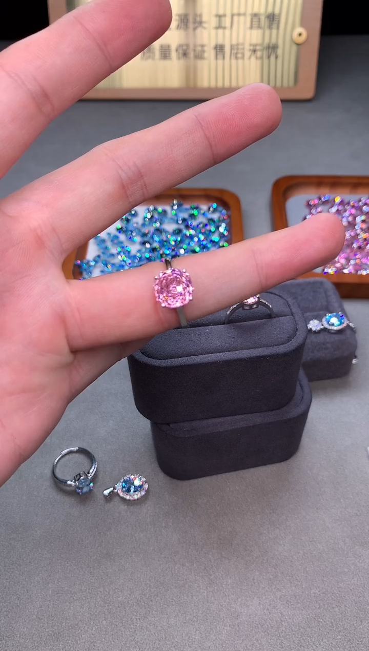 银S925镶嵌戒指双色碧玺2222