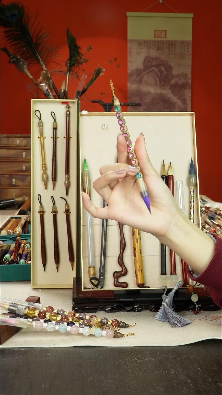 124号闪孤品高货毛笔链接 清水试笔 蘸墨不退