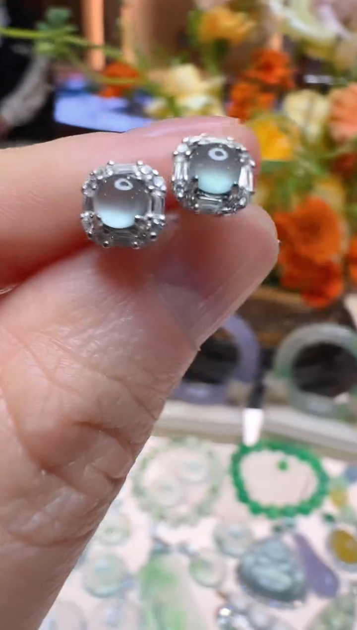 【闪购商品】翡翠耳饰银S925镶嵌多样性团购发一件