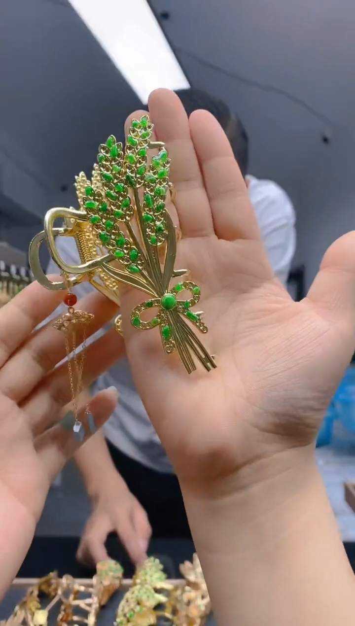 【闪购商品】翡翠耳饰合金063翡翠发簪