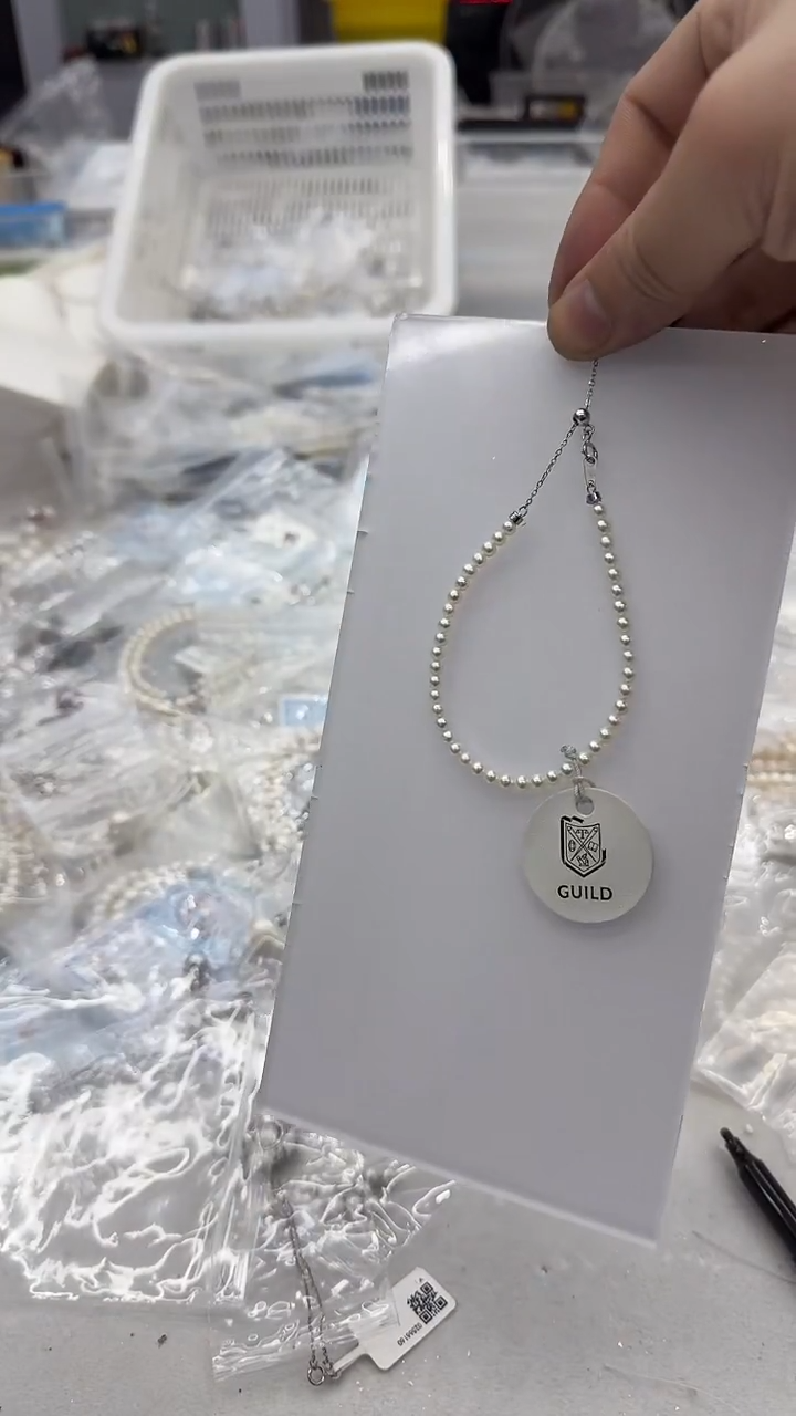 未镶嵌手链淡水珍珠4mm 爱心尾链