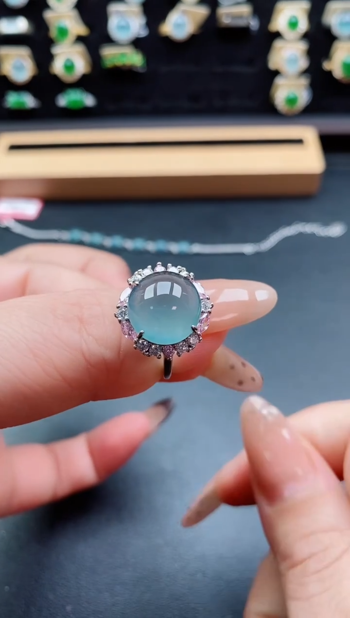 银S925镶嵌戒指翡翠1