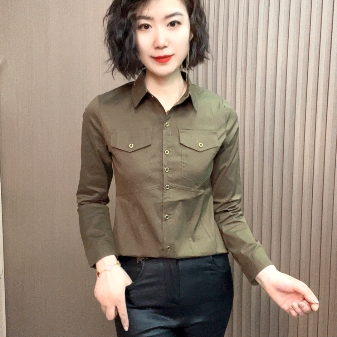 长袖百搭衬衫休闲打底春秋大码上衣衬衣春季时尚修身韩版显瘦气质