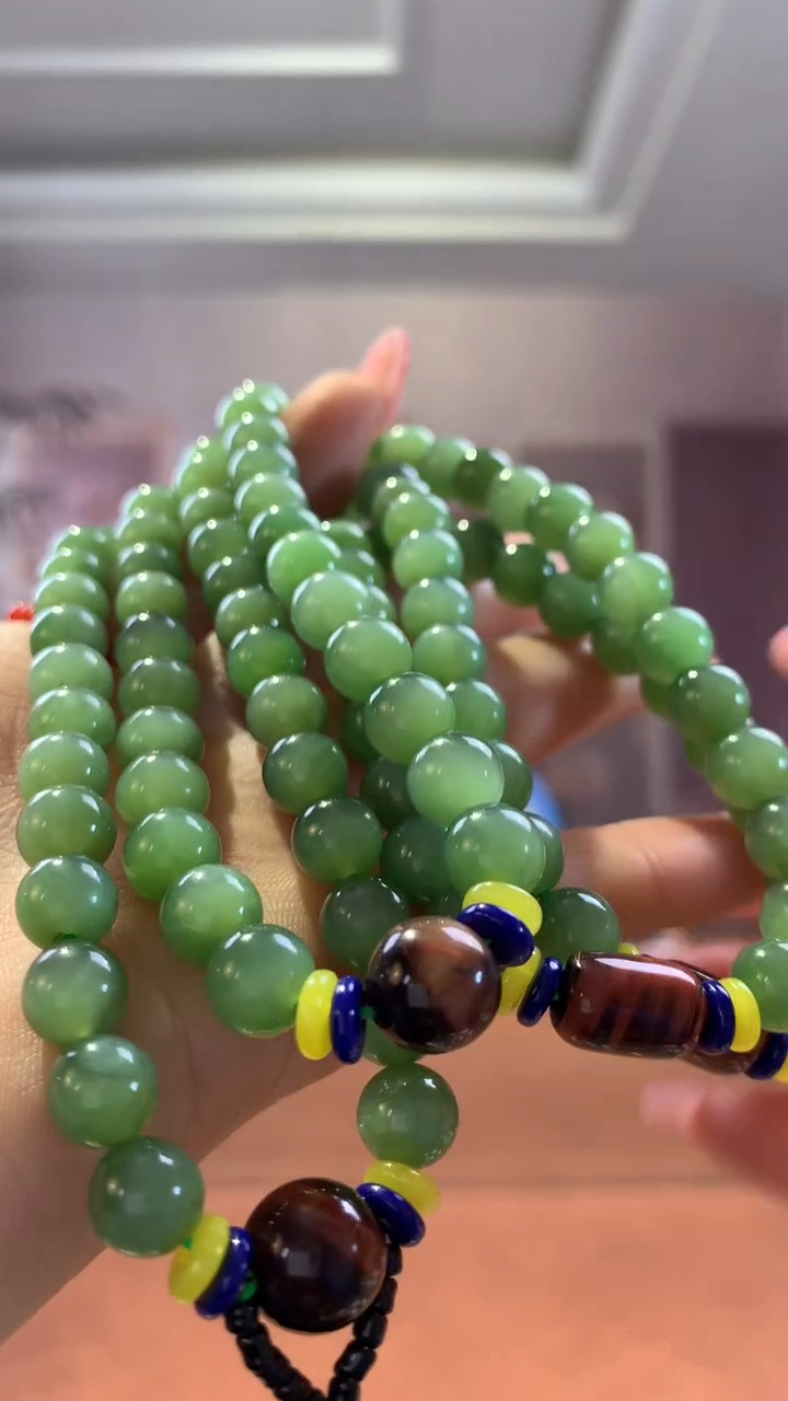 【闪购商品】和田玉珠串未镶嵌碧玉8mm绿猫高品多圈