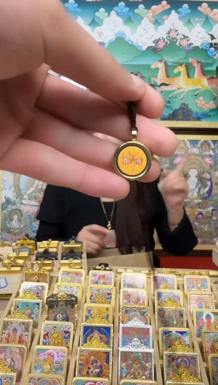 吊坠黄财神-热贡纯手绘唐卡吊坠