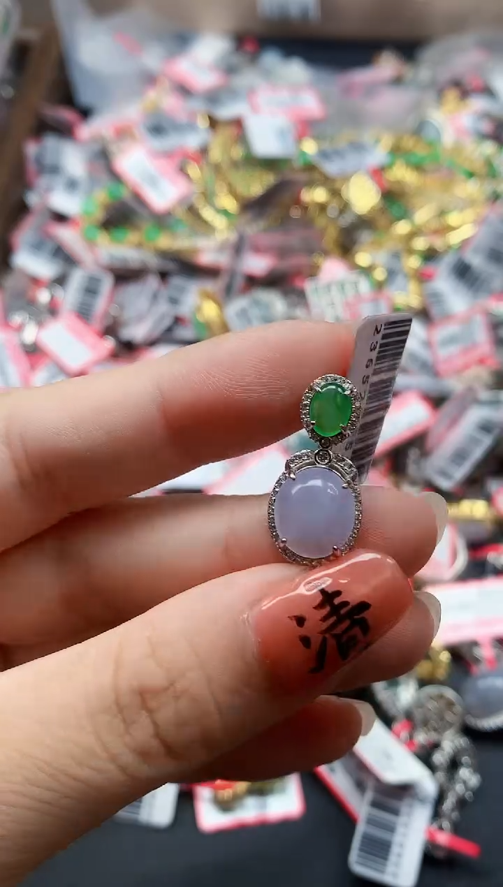 银S925镶嵌戒指翡翠天然A货缅甸翡翠