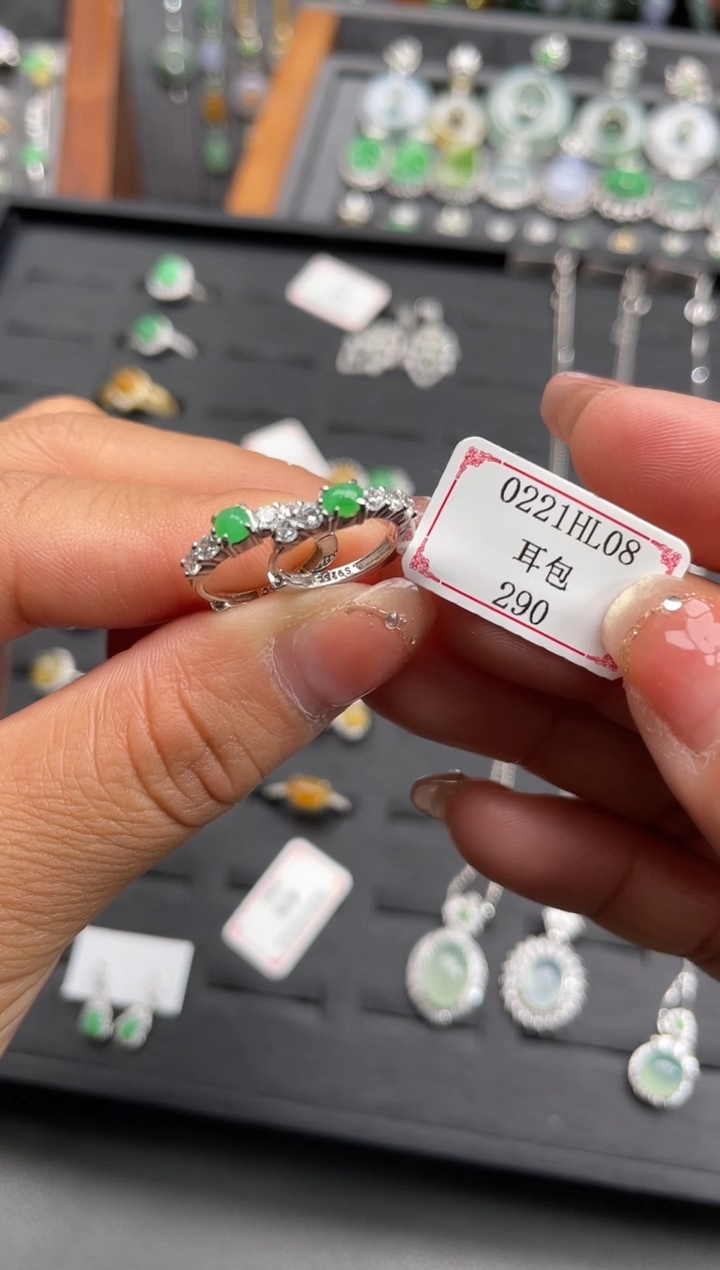 【闪购商品】翡翠耳饰银S925镶嵌0221HL08