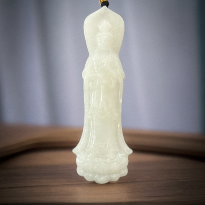 抖音质检先鉴后发出具和田玉证书保真天然和田玉南海观音