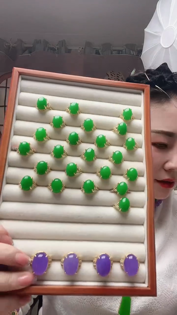 【闪购商品】翡翠戒指14K金镶嵌X100号