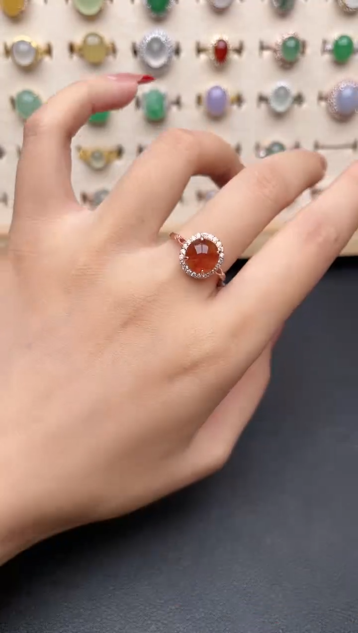 【闪购商品】翡翠戒指银S925镶嵌一物一证一礼盒