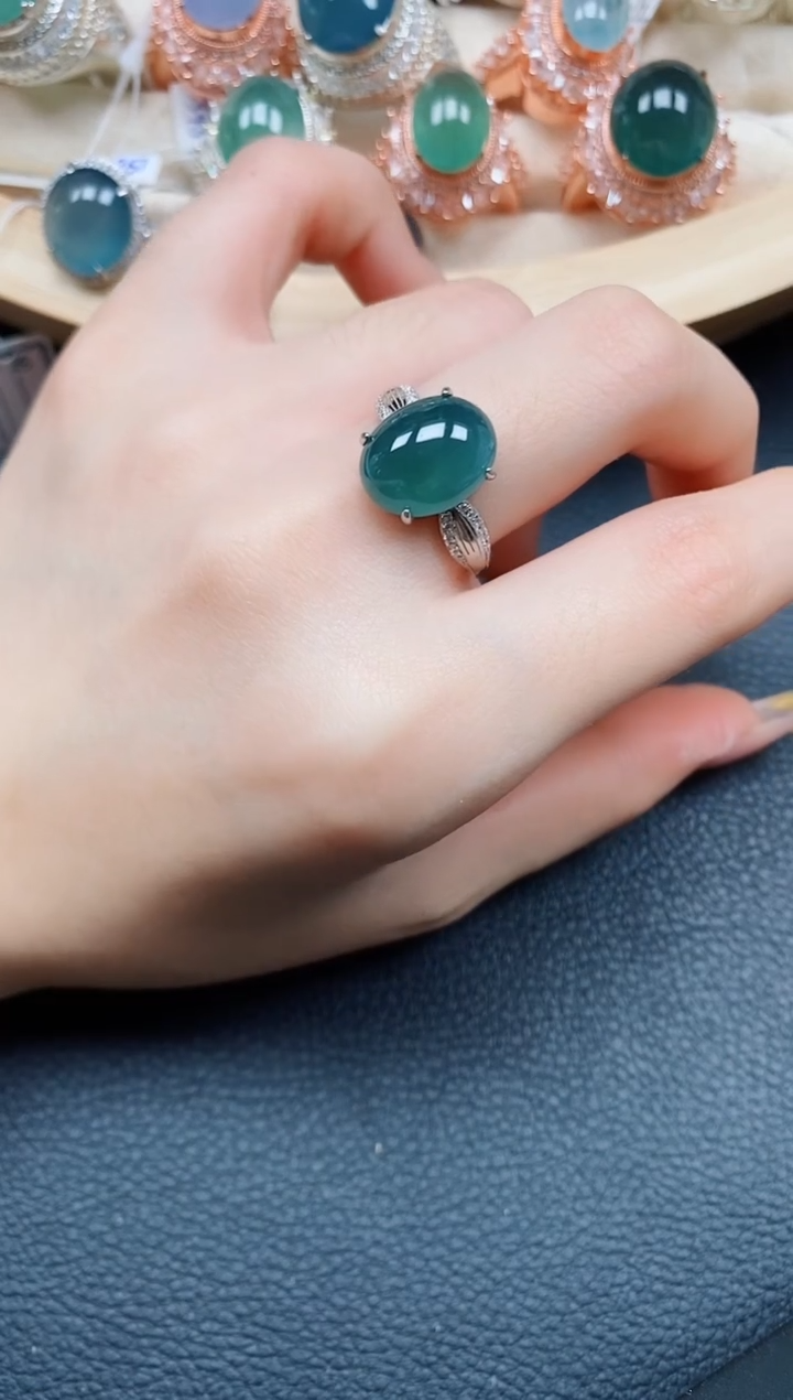 【闪购商品】翡翠戒指银S925镶嵌翡翠