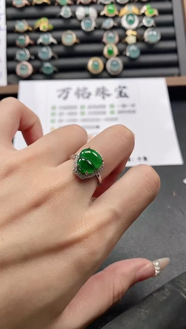 银S925镶嵌戒指翡翠51511