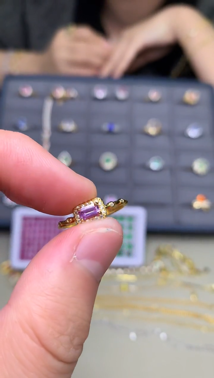 戒指蓝宝石银S925镶嵌戒指