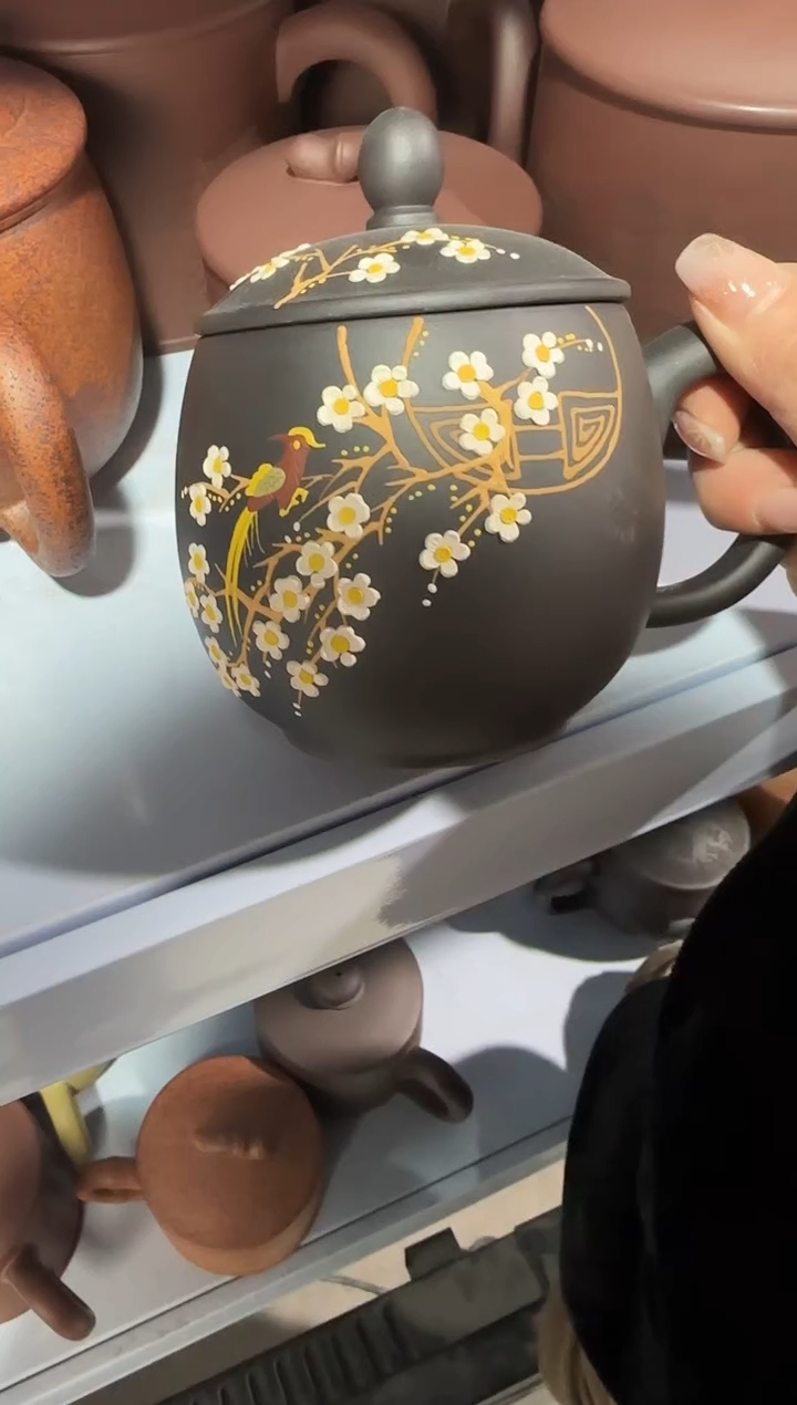 【闪购商品】紫砂盖杯紫砂盖杯石黄喜上眉梢