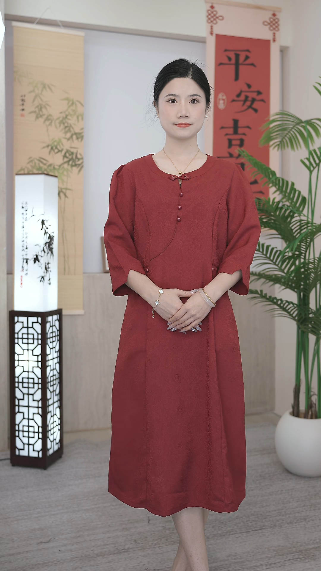 【如意】改良旗袍喜婆婆喜妈妈送考也可日常穿气质连衣裙