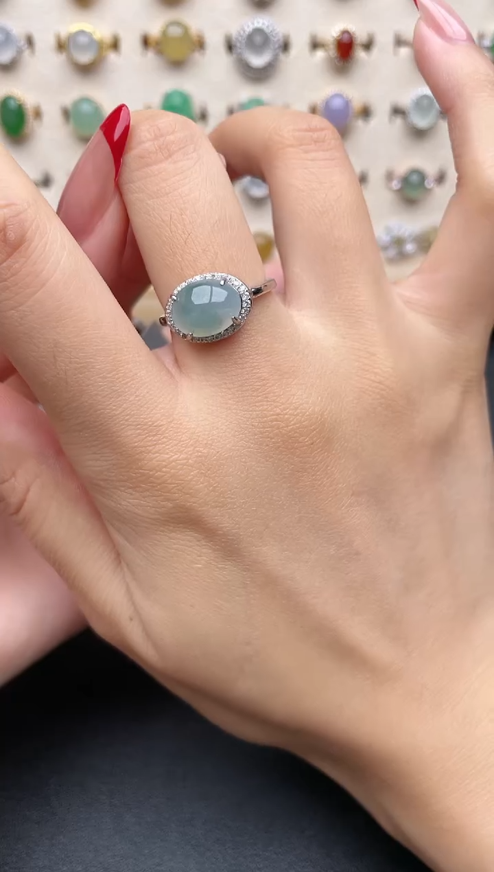 【闪购商品】翡翠戒指银S925镶嵌一物一证一礼盒