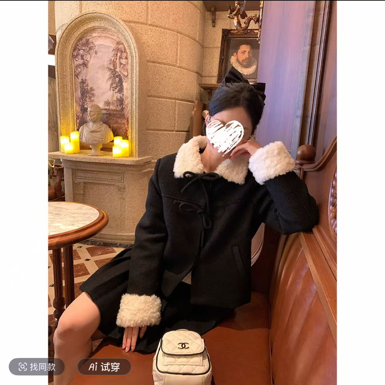 【小肥打板定制】可爱风气质名媛淑女长款时尚外套宽松通勤加绒黑色