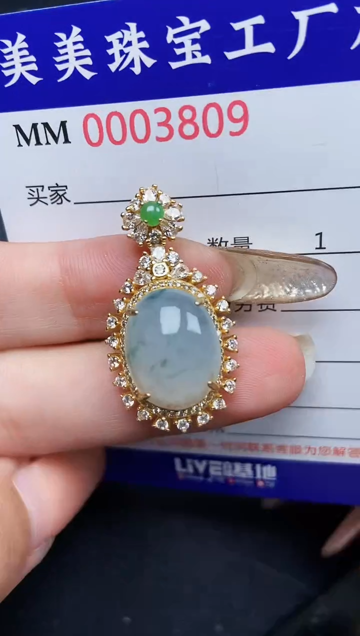 【闪购商品】翡翠颈饰银S925镶嵌3809