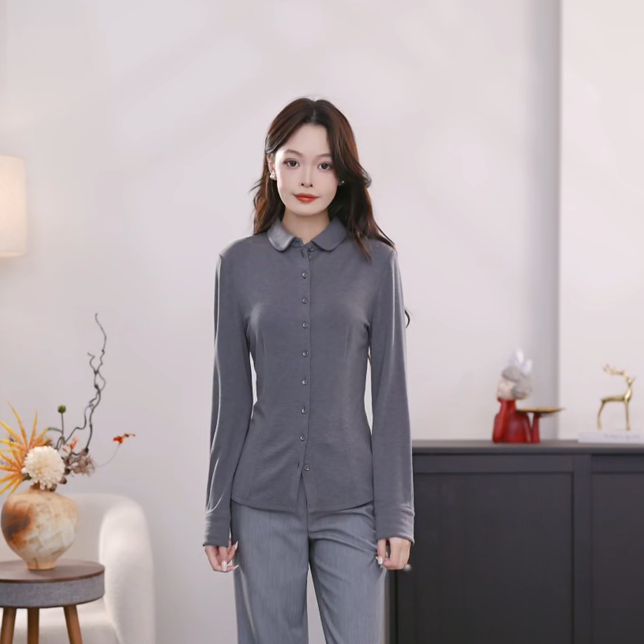 AMASS/阿玛施秋冬气质修身通勤显瘦百搭长袖女衬衣5300528