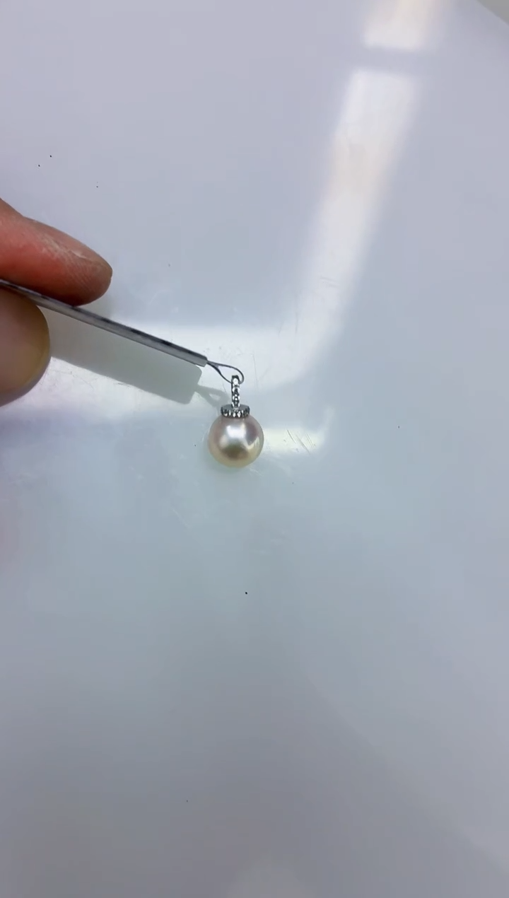 18K金镶嵌DA海水珍珠海水珍珠吊坠7-8 a133