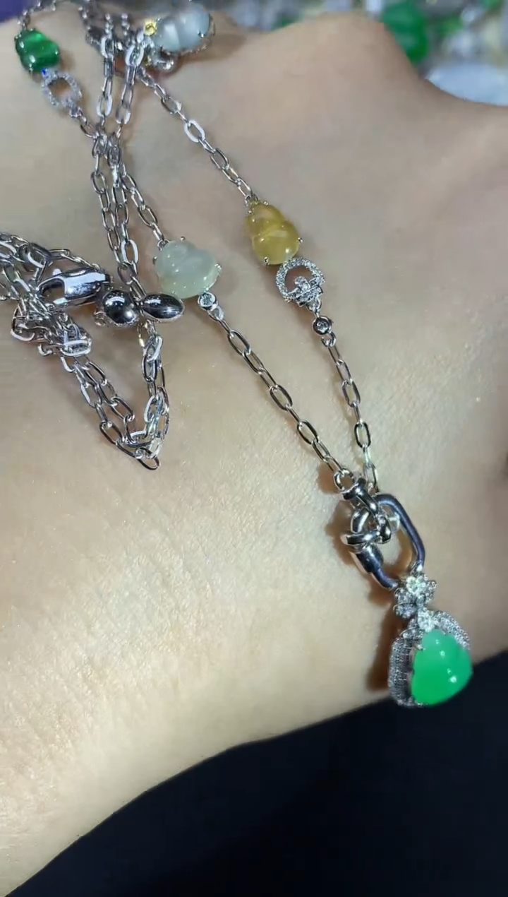 颈饰18K金镶嵌翡翠224-中国好珍宝