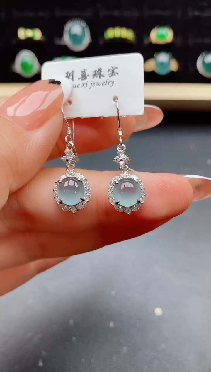 【闪购商品】翡翠耳饰银S925镶嵌0805508