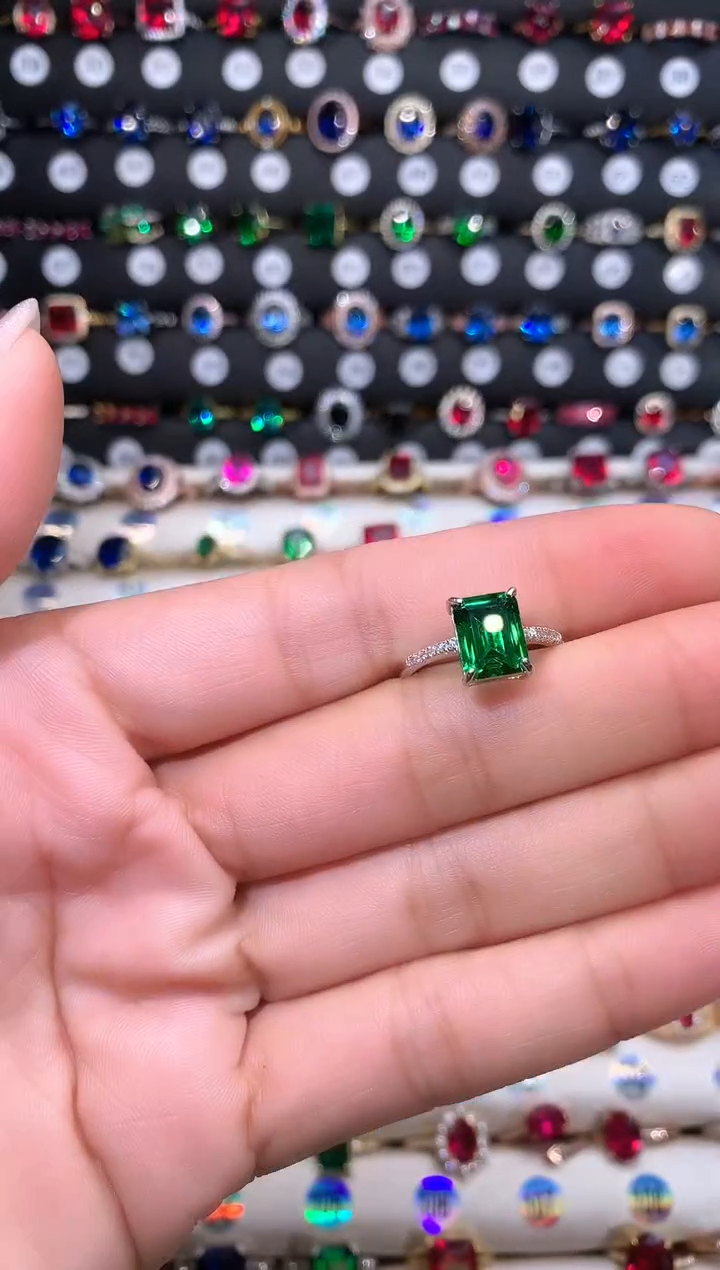 【闪购商品】透辉石戒指银S925镶嵌79白