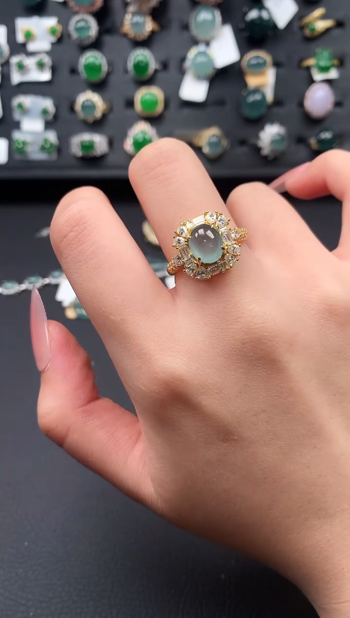 【闪购商品】翡翠戒指银S925镶嵌561241