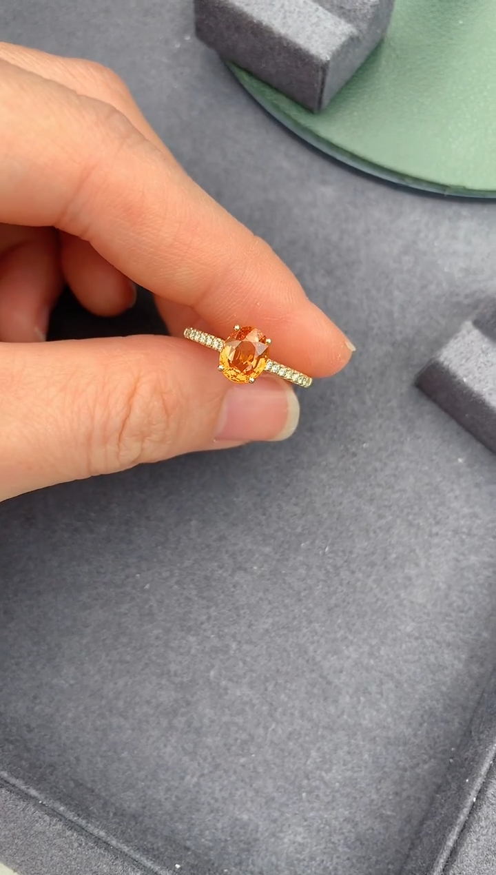 【闪购商品】石榴石（芬达石）戒指18K金镶嵌1.6ct芬达戒指