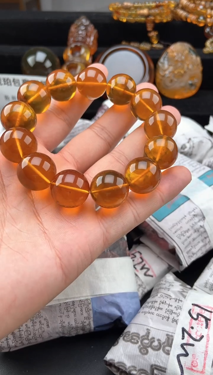 未镶嵌琥珀手链金棕珀手串