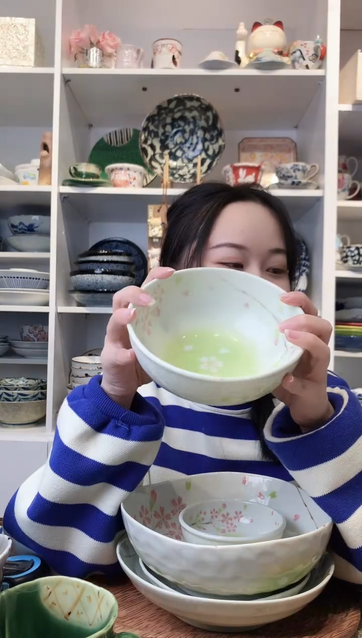 陶瓷【到手两支】花庵樱花树面碗16cm