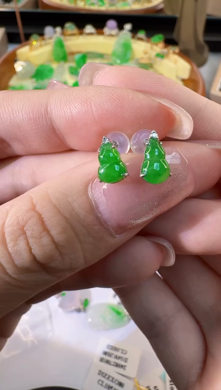 【闪购商品】翡翠耳饰18K金镶嵌耳饰