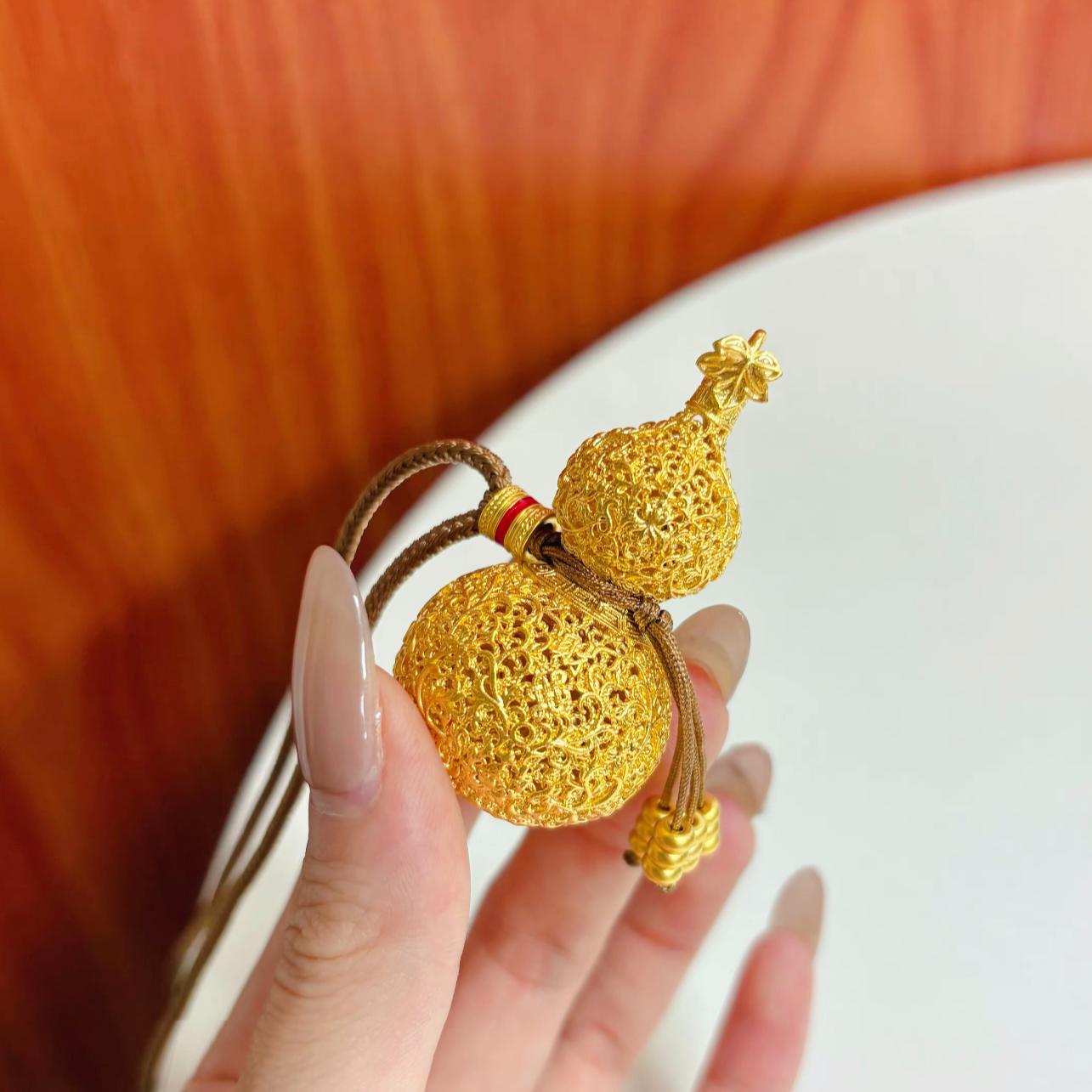 铜合金项链 葫芦福禄宫廷风复古新中式项链花丝手工毛衣链高级感