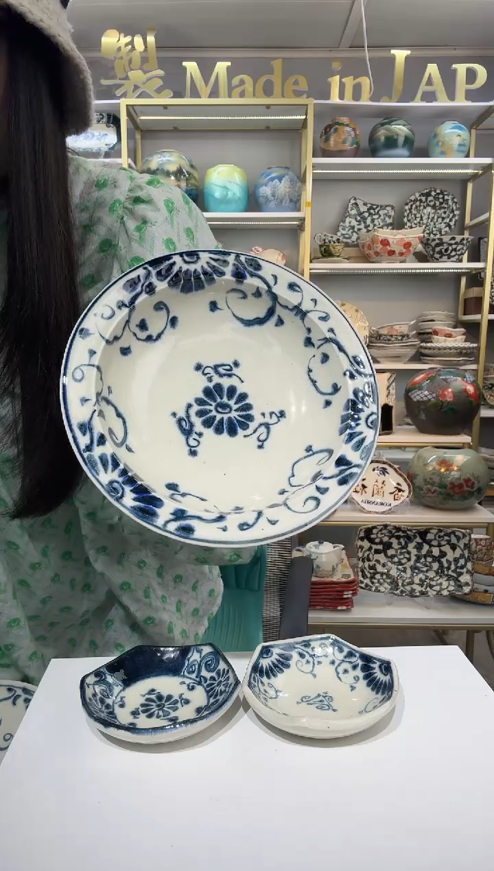 瓷手绘陶瓷汤盘草帽盘19.5cm一只