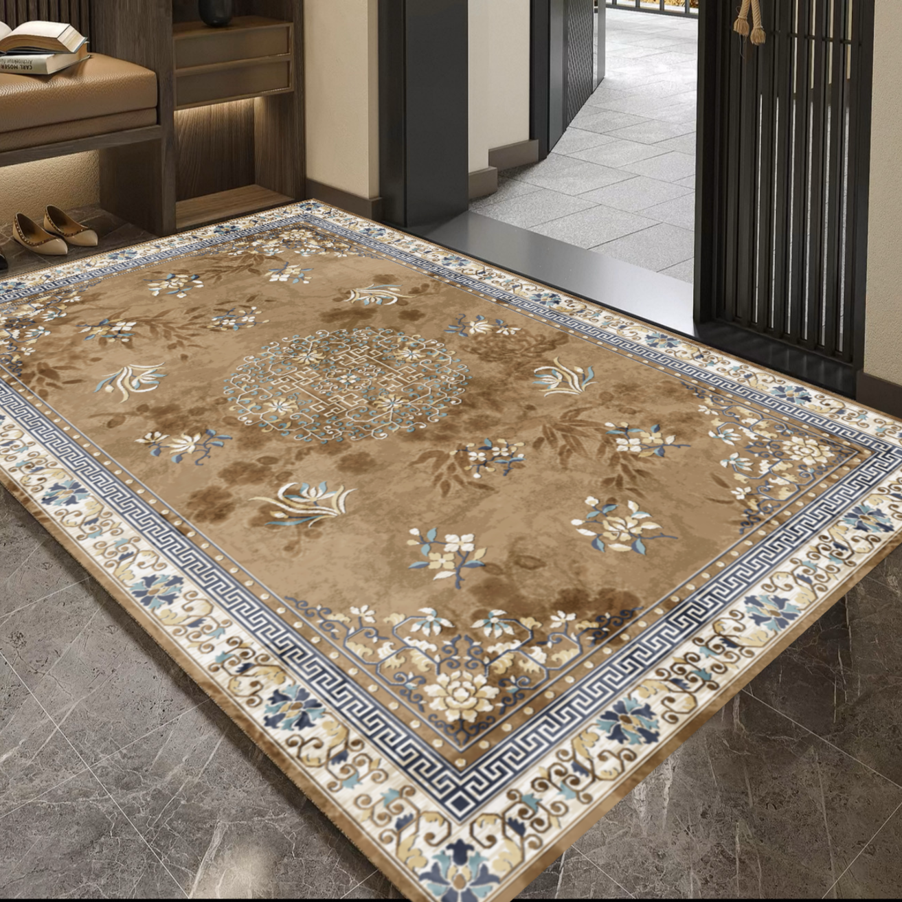 印象【古韵黄澜】皮革厨房专用地垫防水防污防滑脚垫可擦洗满铺地垫